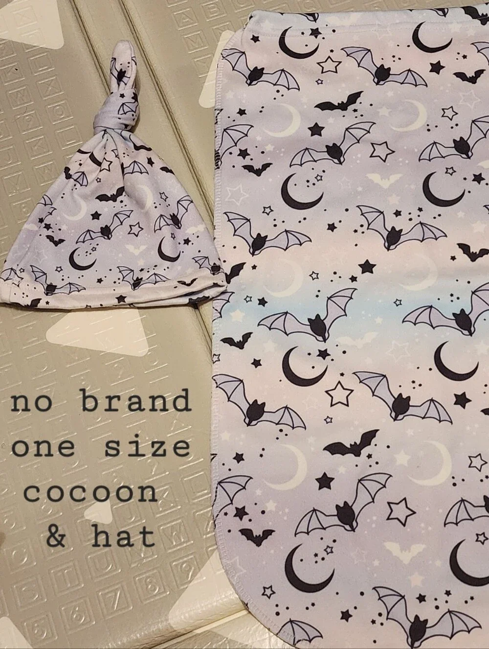 Baby Cocoon & Knot Hat in Lavender Moon & Bat Print
